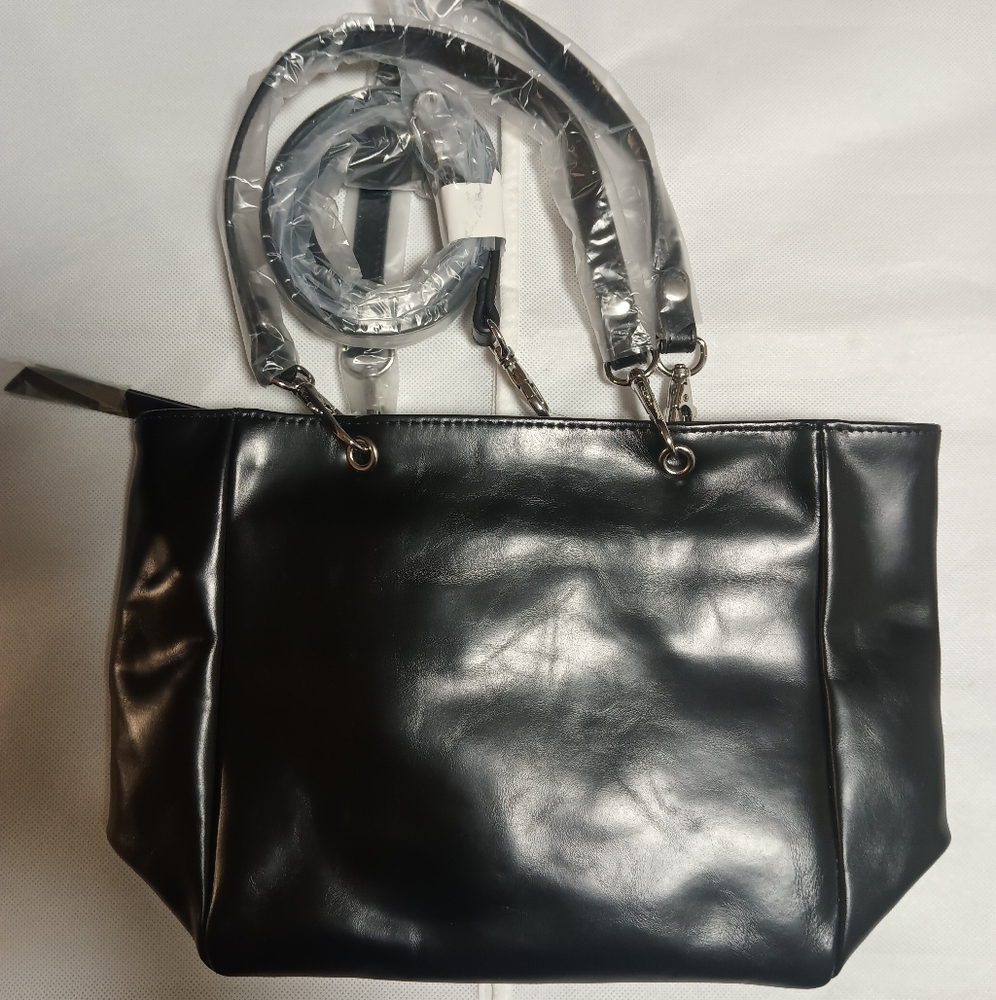 Opening Ceremony Shiny Black Leather Tote Bag